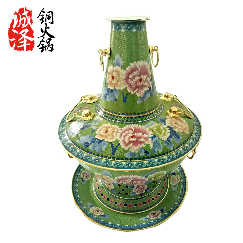 直销景泰蓝木炭火锅 加厚火锅店铜火锅 火锅厂家
